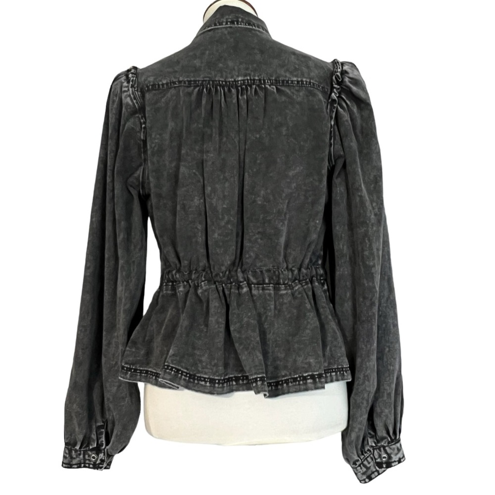 Fashion Nova Karmen Puff Sleeve Blouse in Black Wash Size Large - Picture 5 of 12